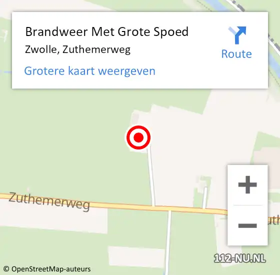 Locatie op kaart van de 112 melding: Brandweer Met Grote Spoed Naar Zwolle, Zuthemerweg op 19 december 2014 04:24