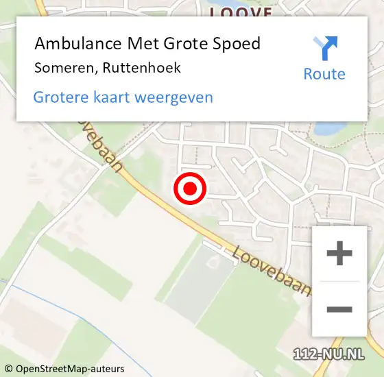 Locatie op kaart van de 112 melding: Ambulance Met Grote Spoed Naar Someren, Ruttenhoek op 19 december 2014 04:32