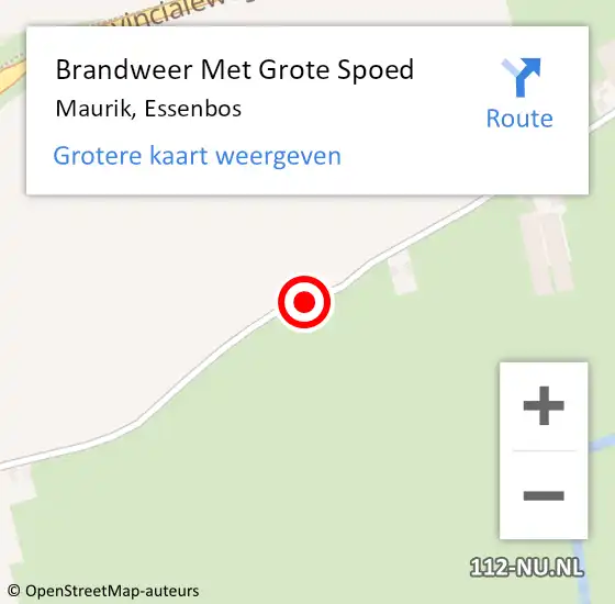 Locatie op kaart van de 112 melding: Brandweer Met Grote Spoed Naar Maurik, Essenbos op 19 december 2014 04:51