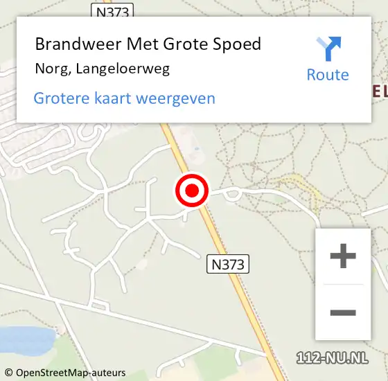 Locatie op kaart van de 112 melding: Brandweer Met Grote Spoed Naar Norg, Langeloerweg op 19 december 2014 05:49