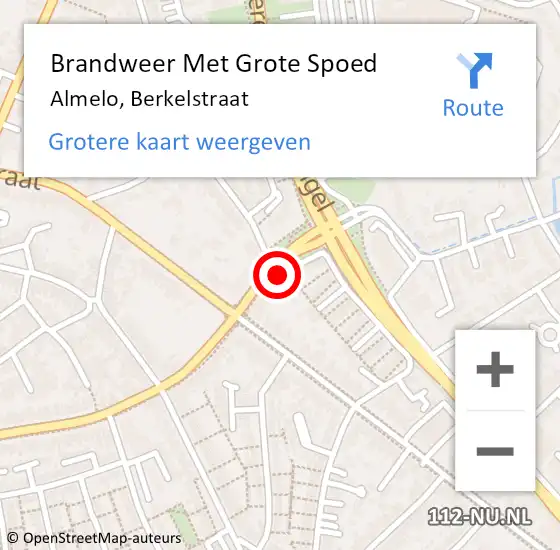 Locatie op kaart van de 112 melding: Brandweer Met Grote Spoed Naar Almelo, Berkelstraat op 19 december 2014 07:19