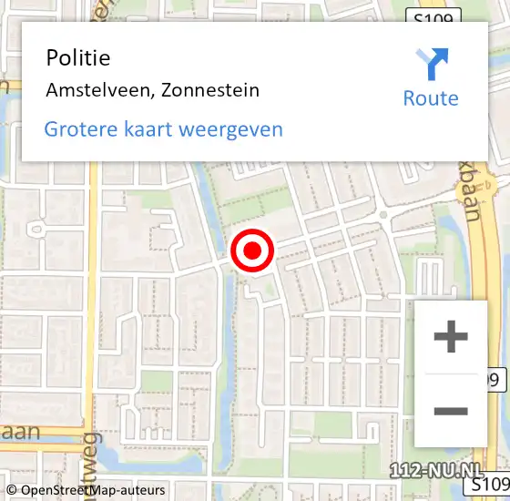 Locatie op kaart van de 112 melding: Politie Amstelveen, Zonnestein op 19 december 2014 08:07