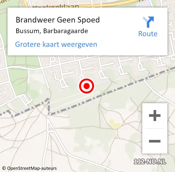 Locatie op kaart van de 112 melding: Brandweer Geen Spoed Naar Bussum, Barbaragaarde op 19 december 2014 08:08