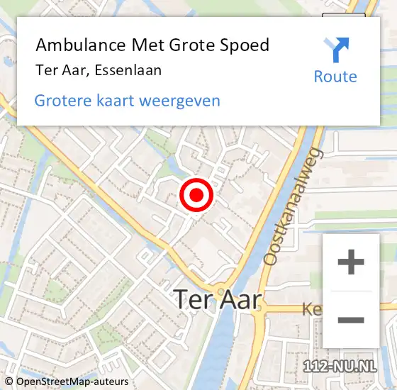 Locatie op kaart van de 112 melding: Ambulance Met Grote Spoed Naar Ter Aar, Essenlaan op 19 december 2014 08:45