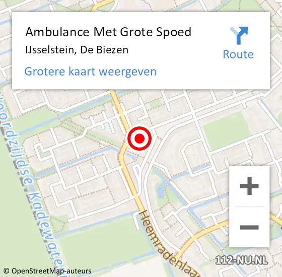 Locatie op kaart van de 112 melding: Ambulance Met Grote Spoed Naar IJsselstein, De Biezen op 19 december 2014 09:05