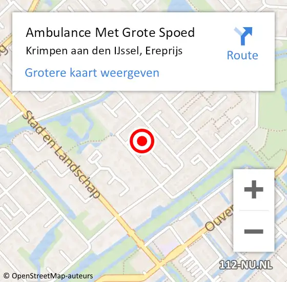 Locatie op kaart van de 112 melding: Ambulance Met Grote Spoed Naar Krimpen aan den IJssel, Ereprijs op 19 december 2014 09:21