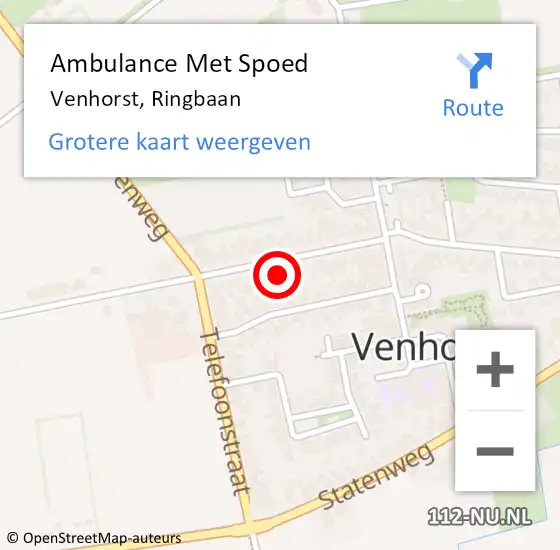 Locatie op kaart van de 112 melding: Ambulance Met Spoed Naar Venhorst, Ringbaan op 19 december 2014 09:31