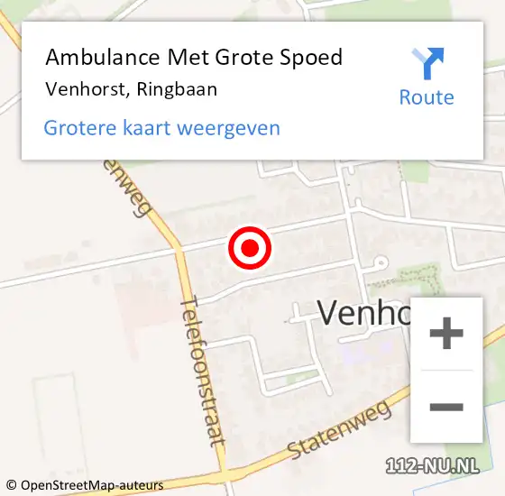 Locatie op kaart van de 112 melding: Ambulance Met Grote Spoed Naar Venhorst, Ringbaan op 19 december 2014 09:33