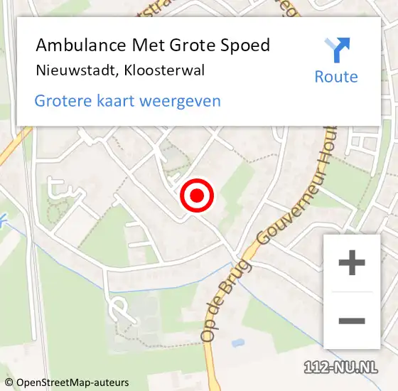 Locatie op kaart van de 112 melding: Ambulance Met Grote Spoed Naar Nieuwstadt, Kloosterwal op 19 december 2014 09:42