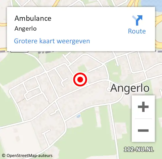 Locatie op kaart van de 112 melding: Ambulance Angerlo op 19 december 2014 09:56