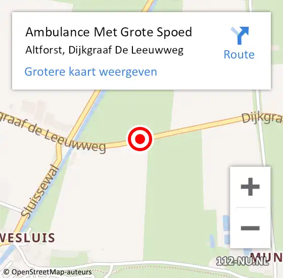 Locatie op kaart van de 112 melding: Ambulance Met Grote Spoed Naar Altforst, Dijkgraaf De Leeuwweg op 19 december 2014 10:01