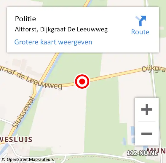 Locatie op kaart van de 112 melding: Politie Altforst, Dijkgraaf De Leeuwweg op 19 december 2014 10:02