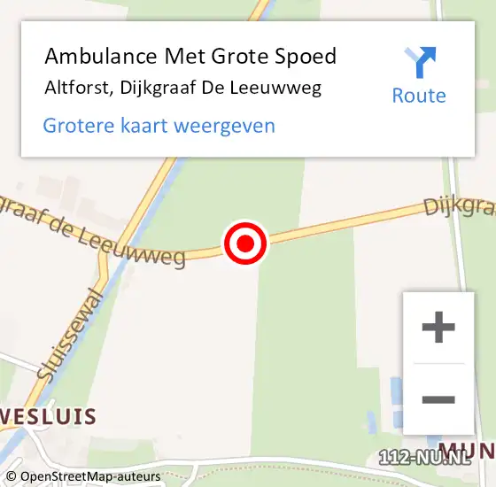 Locatie op kaart van de 112 melding: Ambulance Met Grote Spoed Naar Altforst, Dijkgraaf De Leeuwweg op 19 december 2014 10:11
