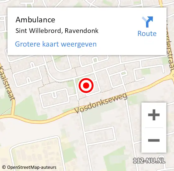 Locatie op kaart van de 112 melding: Ambulance Sint Willebrord, Ravendonk op 19 december 2014 10:20