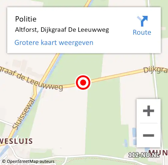 Locatie op kaart van de 112 melding: Politie Altforst, Dijkgraaf De Leeuwweg op 19 december 2014 11:10