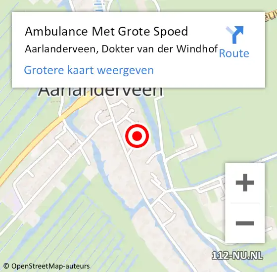 Locatie op kaart van de 112 melding: Ambulance Met Grote Spoed Naar Aarlanderveen, Dokter van der Windhof op 19 december 2014 11:47