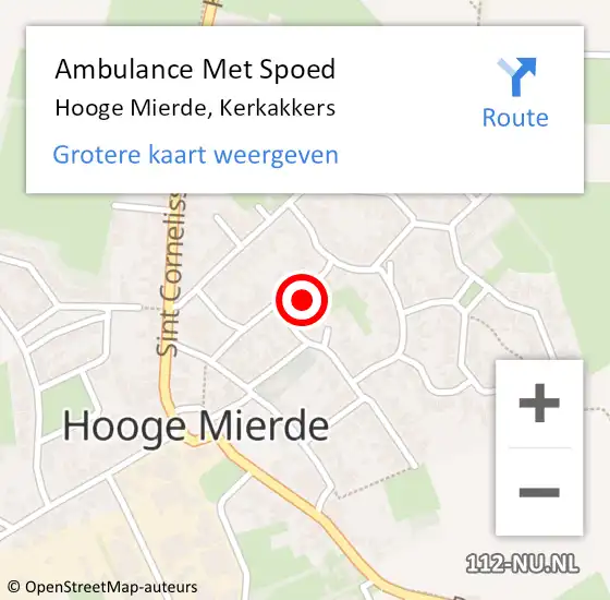 Locatie op kaart van de 112 melding: Ambulance Met Spoed Naar Hooge Mierde, Kerkakkers op 19 december 2014 12:11