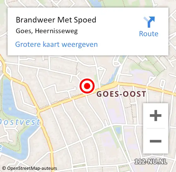 Locatie op kaart van de 112 melding: Brandweer Met Spoed Naar Goes, Heernisseweg op 19 december 2014 12:20