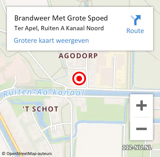 Locatie op kaart van de 112 melding: Brandweer Met Grote Spoed Naar Ter Apel, Ruiten A Kanaal Noord op 19 december 2014 12:45