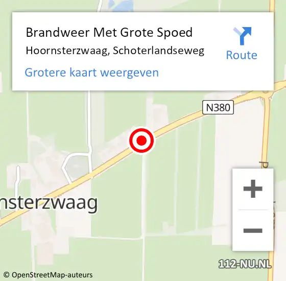 Locatie op kaart van de 112 melding: Brandweer Met Grote Spoed Naar Hoornsterzwaag, Schoterlandseweg op 19 december 2014 12:46