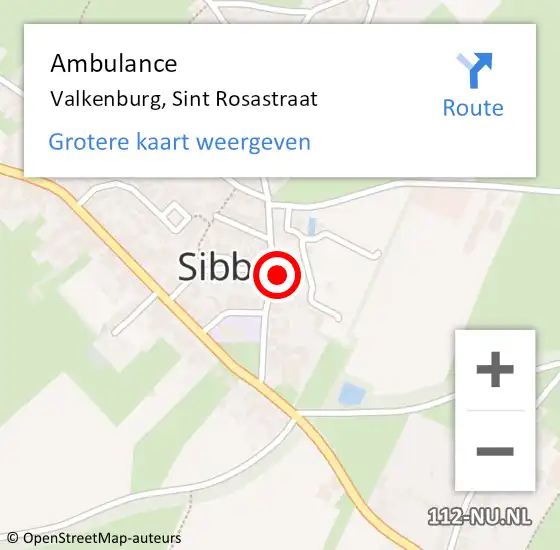 Locatie op kaart van de 112 melding: Ambulance Valkenburg, Sint Rosastraat op 19 december 2014 12:47