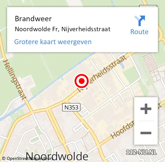 Locatie op kaart van de 112 melding: Brandweer Noordwolde Fr, Nijverheidsstraat op 19 december 2014 12:51