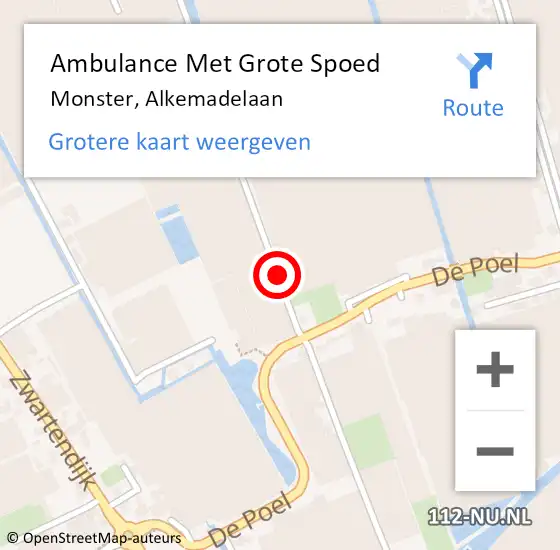 Locatie op kaart van de 112 melding: Ambulance Met Grote Spoed Naar Monster, Alkemadelaan op 19 december 2014 12:53