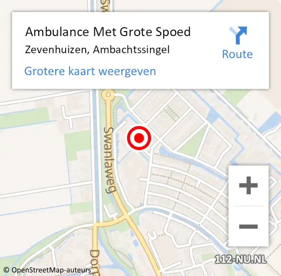 Locatie op kaart van de 112 melding: Ambulance Met Grote Spoed Naar Zevenhuizen, Ambachtssingel op 19 december 2014 12:57