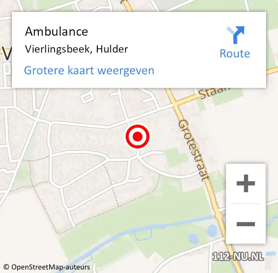 Locatie op kaart van de 112 melding: Ambulance Vierlingsbeek, Hulder op 19 december 2014 13:00