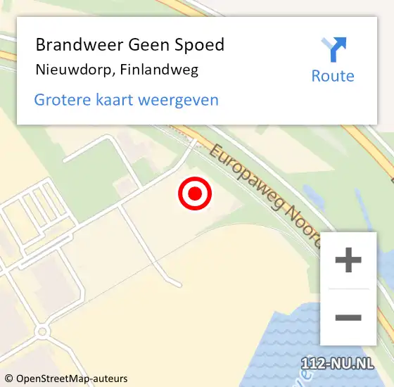 Locatie op kaart van de 112 melding: Brandweer Geen Spoed Naar Nieuwdorp, Finlandweg op 19 december 2014 13:00