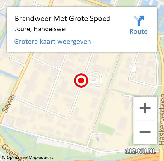 Locatie op kaart van de 112 melding: Brandweer Met Grote Spoed Naar Joure, Handelswei op 19 december 2014 13:33