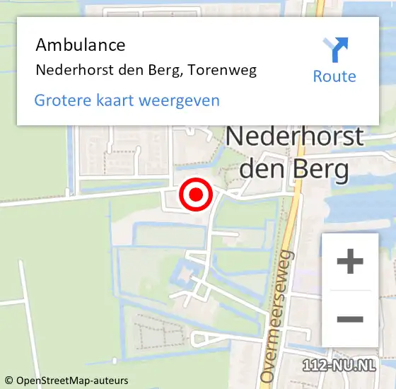 Locatie op kaart van de 112 melding: Ambulance Nederhorst den Berg, Torenweg op 19 december 2014 13:38