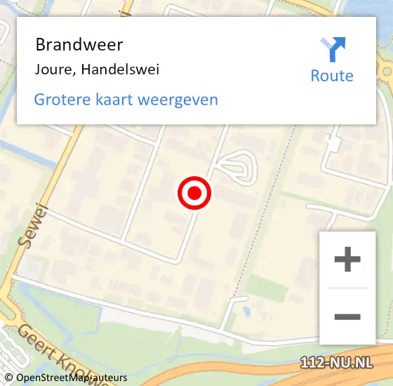 Locatie op kaart van de 112 melding: Brandweer Joure, Handelswei op 19 december 2014 13:43