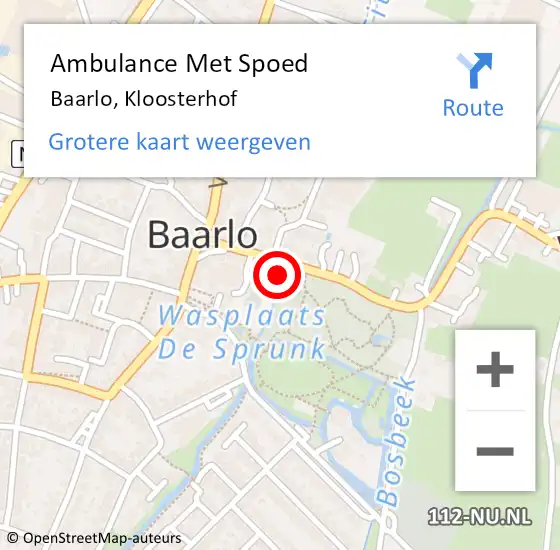 Locatie op kaart van de 112 melding: Ambulance Met Spoed Naar Baarlo, Kloosterhof op 19 december 2014 14:02