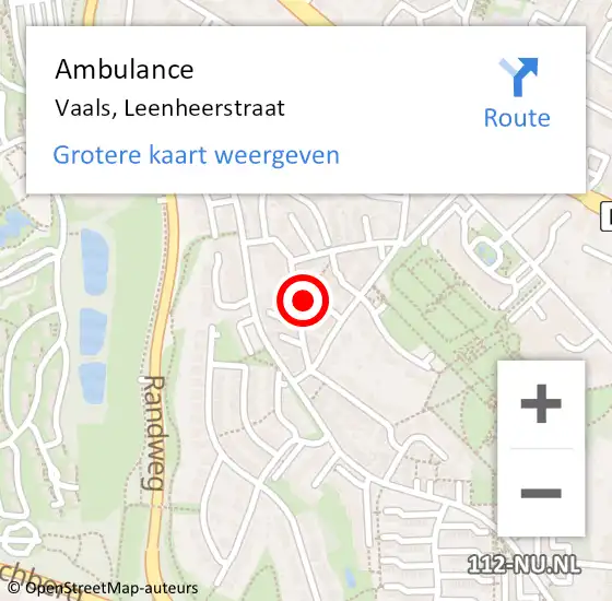 Locatie op kaart van de 112 melding: Ambulance Vaals, Leenheerstraat op 19 december 2014 14:03