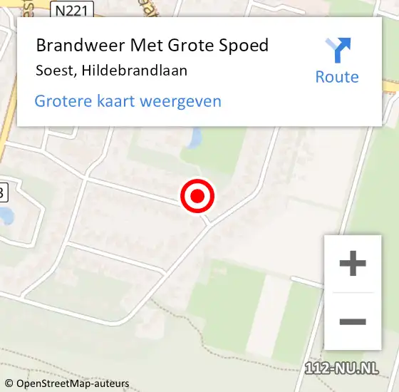 Locatie op kaart van de 112 melding: Brandweer Met Grote Spoed Naar Soest, Hildebrandlaan op 19 december 2014 14:13