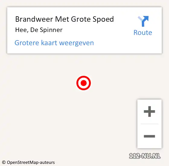 Locatie op kaart van de 112 melding: Brandweer Met Grote Spoed Naar Hee, De Spinner op 19 december 2014 14:39