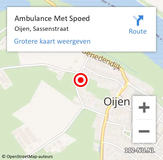 Locatie op kaart van de 112 melding: Ambulance Met Spoed Naar Oijen, Sassenstraat op 19 december 2014 15:19