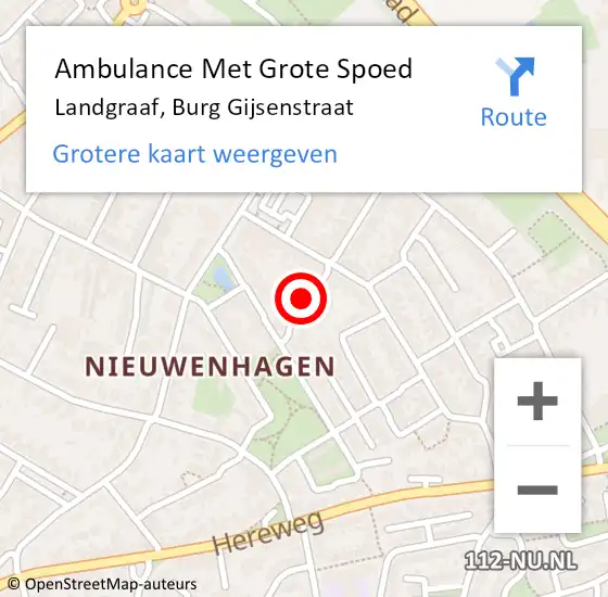 Locatie op kaart van de 112 melding: Ambulance Met Grote Spoed Naar Landgraaf, Burg Gijsenstraat op 19 december 2014 15:33