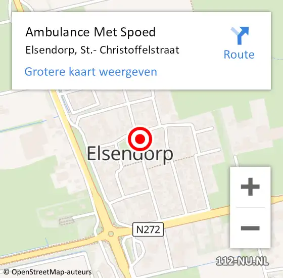 Locatie op kaart van de 112 melding: Ambulance Met Spoed Naar Elsendorp, St.- Christoffelstraat op 19 december 2014 15:47