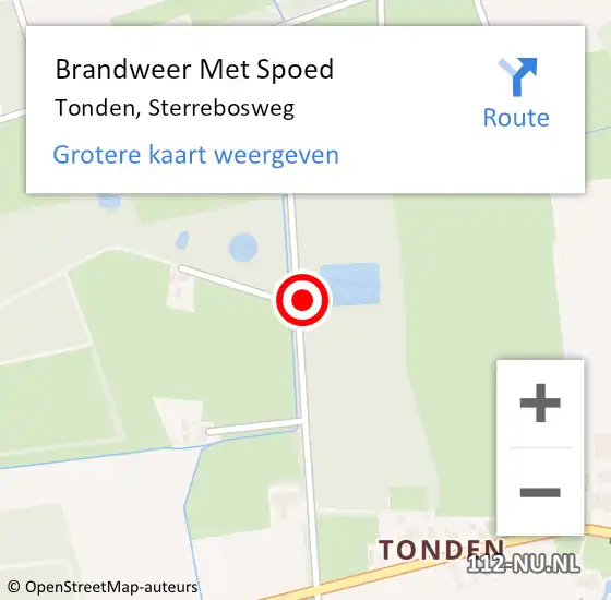 Locatie op kaart van de 112 melding: Brandweer Met Spoed Naar Tonden, Sterrebosweg op 19 december 2014 16:08