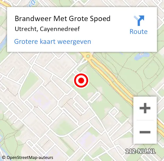 Locatie op kaart van de 112 melding: Brandweer Met Grote Spoed Naar Utrecht, Cayennedreef op 19 december 2014 16:11