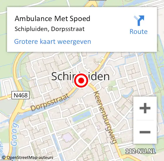 Locatie op kaart van de 112 melding: Ambulance Met Spoed Naar Schipluiden, Dorpsstraat op 19 december 2014 16:58