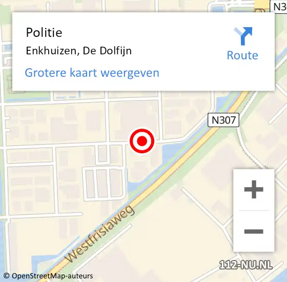 Locatie op kaart van de 112 melding: Politie Enkhuizen, De Dolfijn op 19 december 2014 16:59