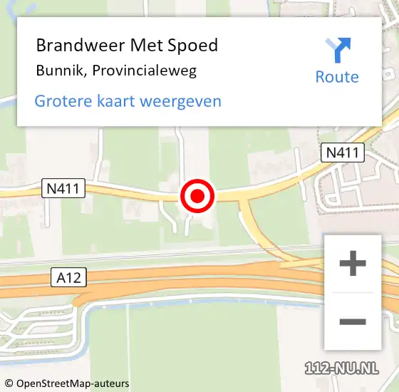 Locatie op kaart van de 112 melding: Brandweer Met Spoed Naar Bunnik, Provincialeweg op 19 december 2014 17:22