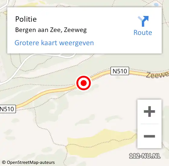 Locatie op kaart van de 112 melding: Politie Bergen aan Zee, Zeeweg op 19 december 2014 17:42