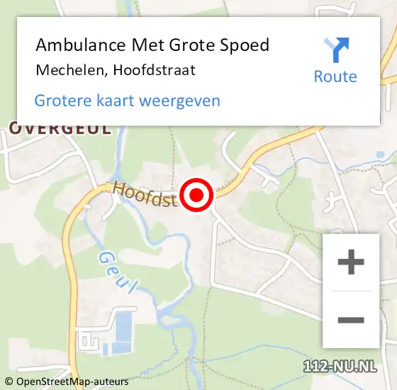 Locatie op kaart van de 112 melding: Ambulance Met Grote Spoed Naar Mechelen, Hoofdstraat op 19 december 2014 17:48