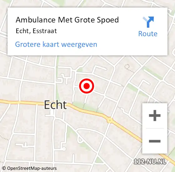 Locatie op kaart van de 112 melding: Ambulance Met Grote Spoed Naar Echt, Esstraat op 19 december 2014 18:13