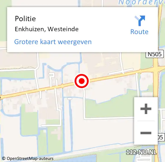 Locatie op kaart van de 112 melding: Politie Enkhuizen, Westeinde op 19 december 2014 18:13