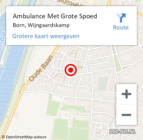 Locatie op kaart van de 112 melding: Ambulance Met Grote Spoed Naar Born, Wijngaardskamp op 19 december 2014 18:15